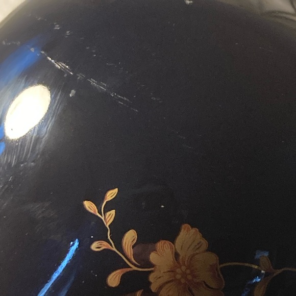 Limoges Castel 22kt gold Floral Vase in Cobalt - Picture 8 of 8